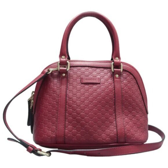 GUCCI Dome Red GG Leather Satchel 380-020125 - Picture 1 of 12